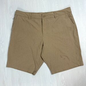 Hang Ten Men's Beige Chino Shorts Flat Front Slash Pockets Button Size 38